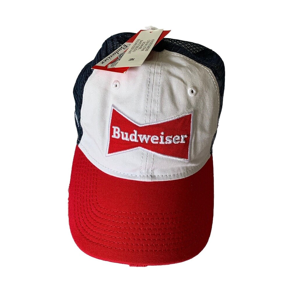 Budweiser Snapback Vented Ball Cap Trucker Hat Anheuser American USA Patriotic